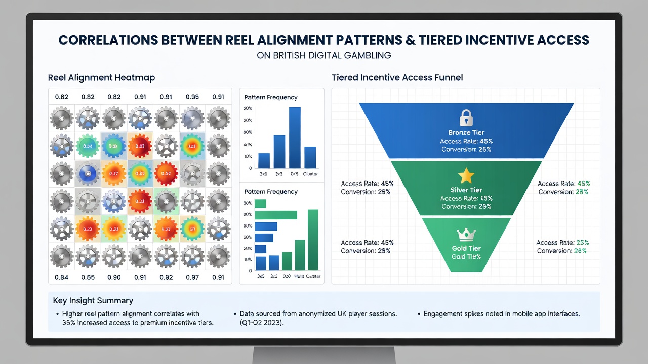 Chart displaying statistical correlations between reel alignment frequencies and tier progression rates on UK digital gambling sites