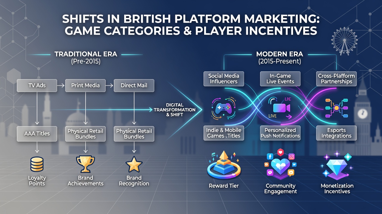 Data visualization charts showing marketing channel performance across different game categories in British gaming platforms
